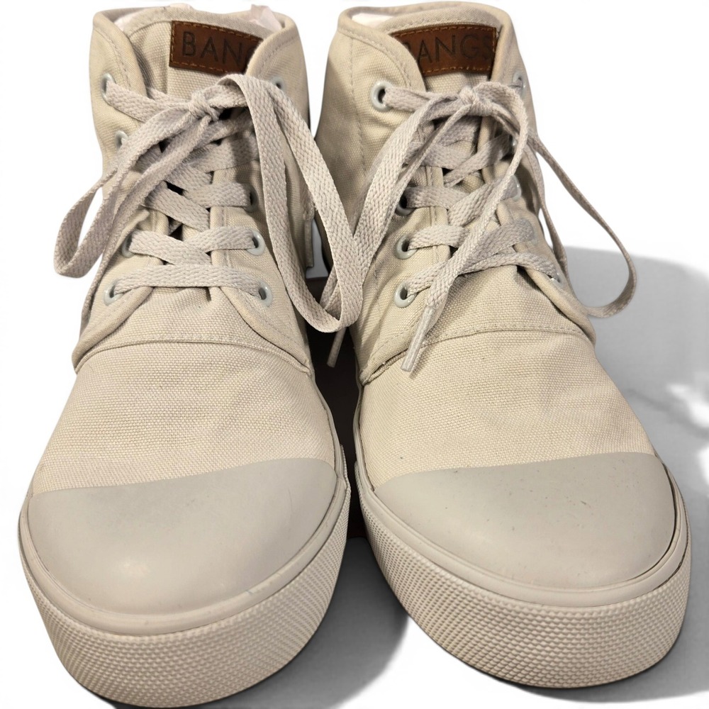 BANGS Shoes High Top Canvas Sneakers Grey Cactus Succulent Embroidery Womens 7